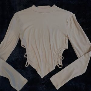 cut out long sleeve crop top